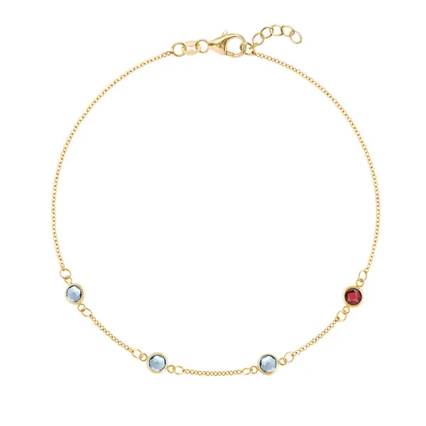 Personalized Classic 4 Birthstone Bracelet in 14k Gold sold by Haverhill