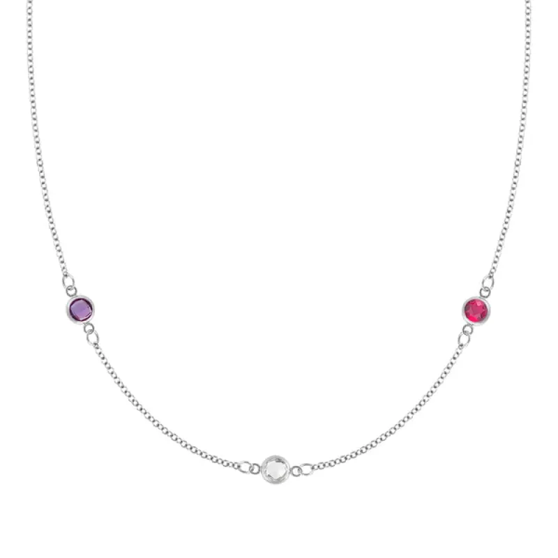 Personalized Classic 3 Birthstone Necklace in 14k Gold sold by Haverhill