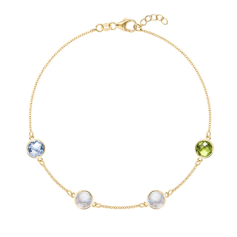 Personalized Grand 4 Birthstone Bracelet in 14k Gold sold by Haverhill