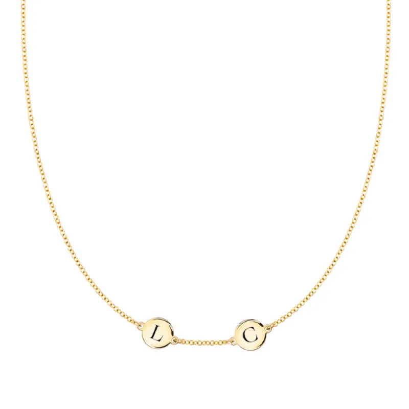 Personalized 2 Letter Necklace in 14k Gold (Single Spacing) sold by Haverhill