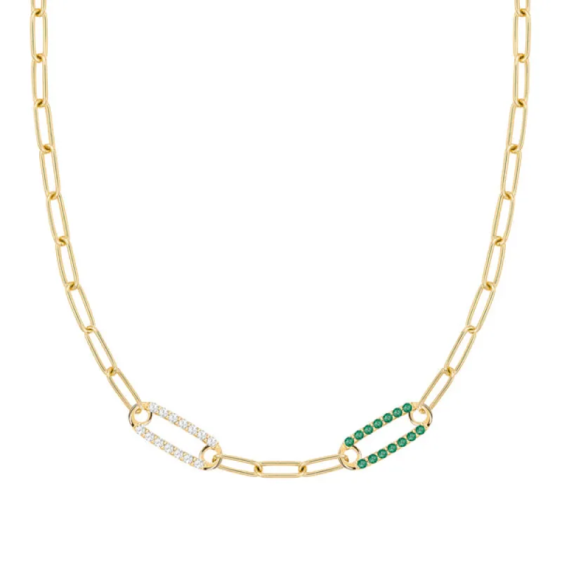 Personalized Adelaide 2 Pavé Birthstone Link Necklace in 14k Gold sold by Haverhill