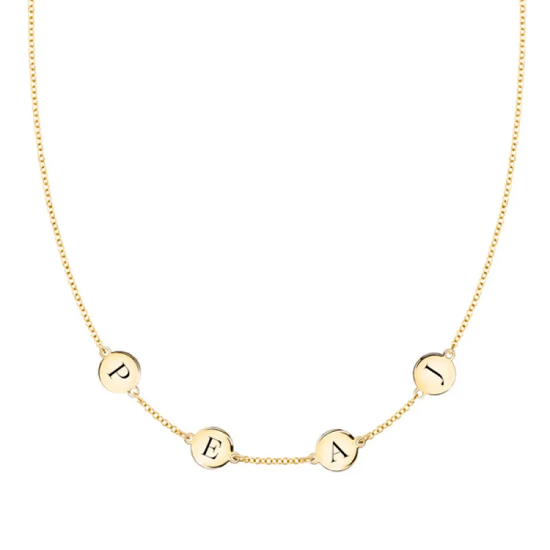 Personalized 4 Letter Necklace in 14k Gold (Single Spacing) sold by Haverhill