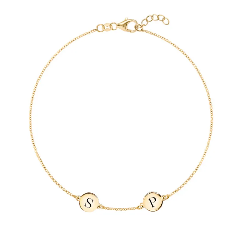 Personalized 2 Letter Bracelet in 14k Gold sold by Haverhill