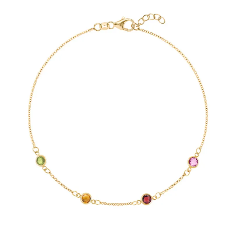 Personalized Classic 4 Birthstone Bracelet in 14k Gold sold by Haverhill