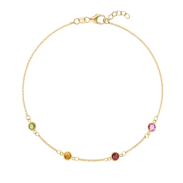 Personalized Classic 4 Birthstone Bracelet in 14k Gold sold by Haverhill