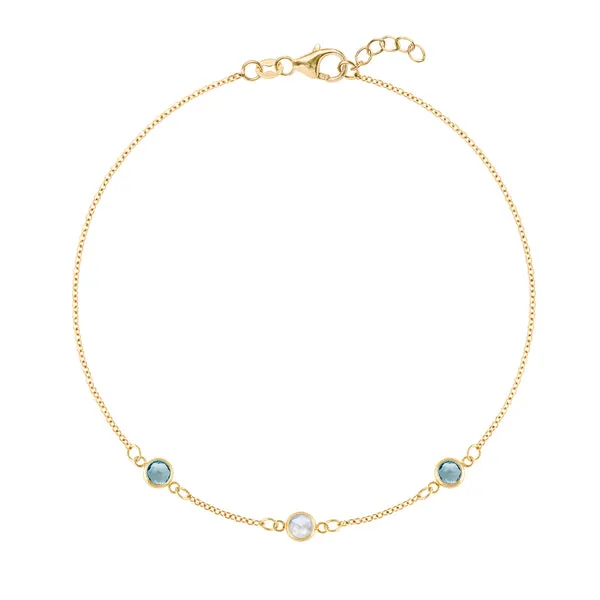 Personalized Classic 3 Birthstone Bracelet in 14k Gold sold by Haverhill