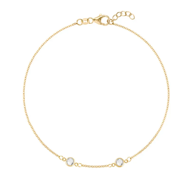 Personalized Classic 2 Birthstone Bracelet in 14k Gold sold by Haverhill