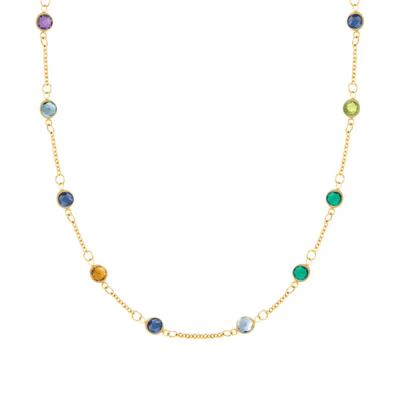 Personalized Classic 10 Birthstone Necklace in 14k Gold sold by Haverhill