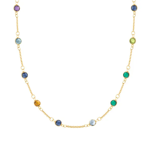 Personalized Classic 10 Birthstone Necklace in 14k Gold sold by Haverhill