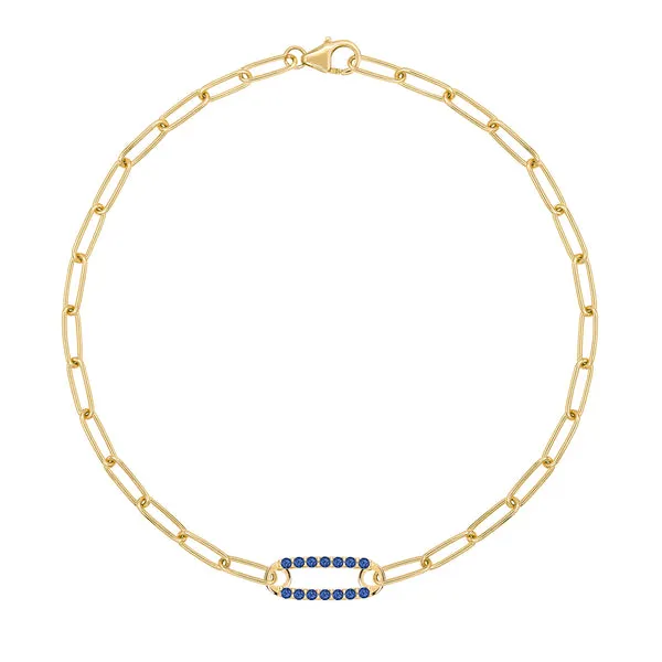 Personalized Adelaide 1 Pavé Birthstone Link Bracelet in 14k Gold sold by Haverhill