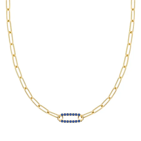 Personalized Adelaide 1 Pavé Birthstone Link Necklace in 14k Gold sold by Haverhill