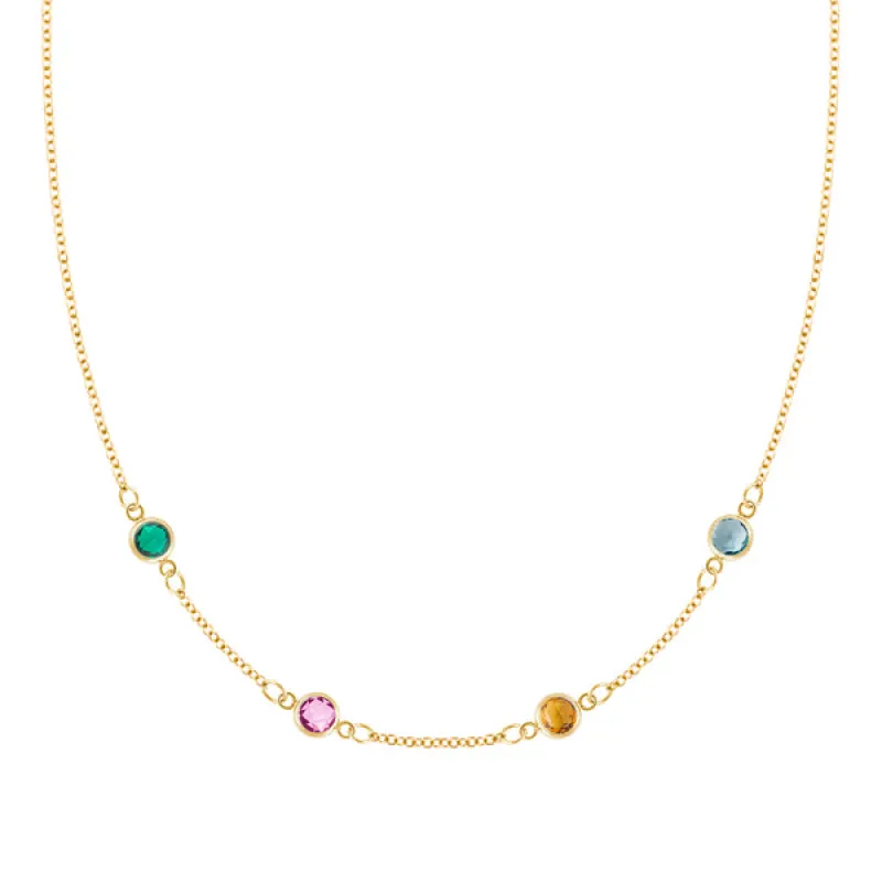 Personalized Classic 4 Birthstone Necklace in 14k Gold sold by Haverhill