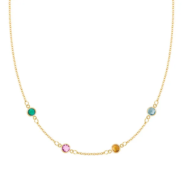 Personalized Classic 4 Birthstone Necklace in 14k Gold sold by Haverhill