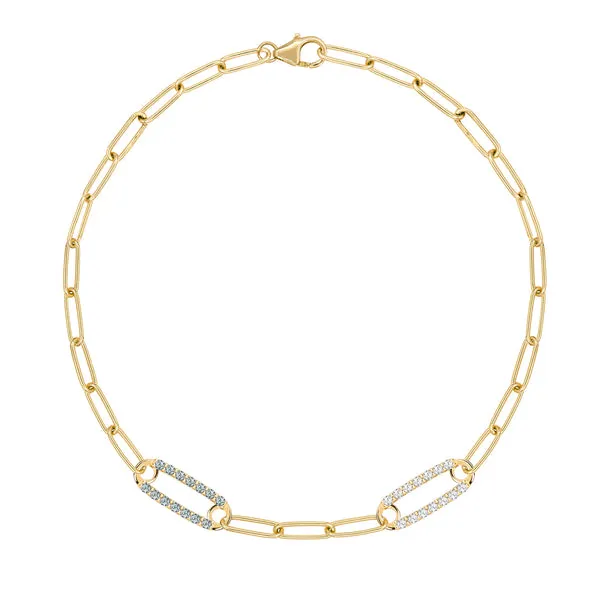 Personalized Adelaide 2 Pavé Birthstone Link Bracelet in 14k Gold sold by Haverhill