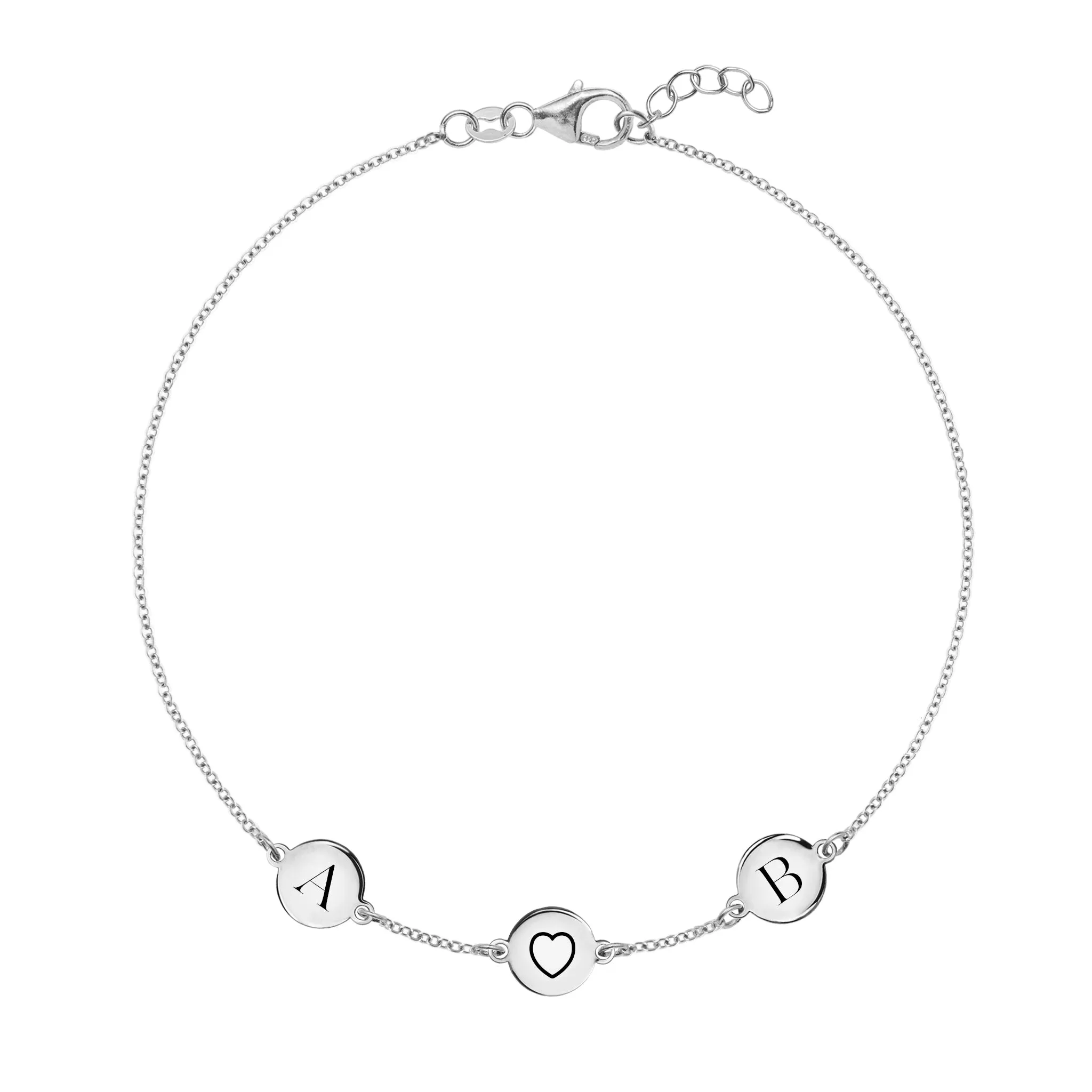 Personalized Heart Disc & 2 Letter Bracelet in 14k Gold sold by Haverhill product image thumbnail 5