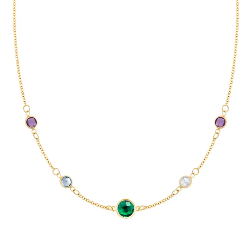 Personalized 1 Grand & 4 Classic Birthstone Necklace in 14k Gold sold by Haverhill