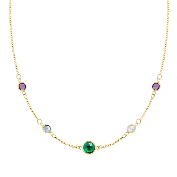 Personalized 1 Grand & 4 Classic Birthstone Necklace in 14k Gold sold by Haverhill