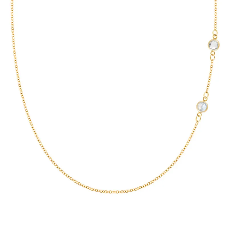 Personalized Classic 2 Birthstone Necklace in 14k Gold sold by Haverhill