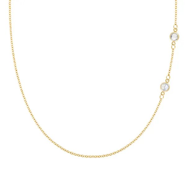Personalized Classic 2 Birthstone Necklace in 14k Gold sold by Haverhill