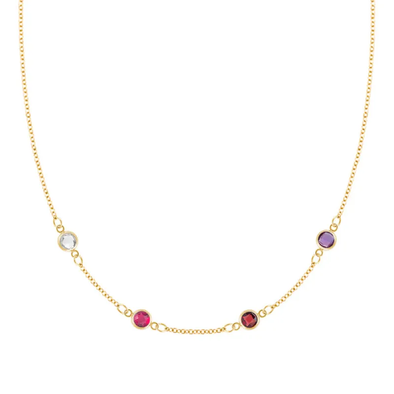Personalized Classic 4 Birthstone Necklace in 14k Gold sold by Haverhill