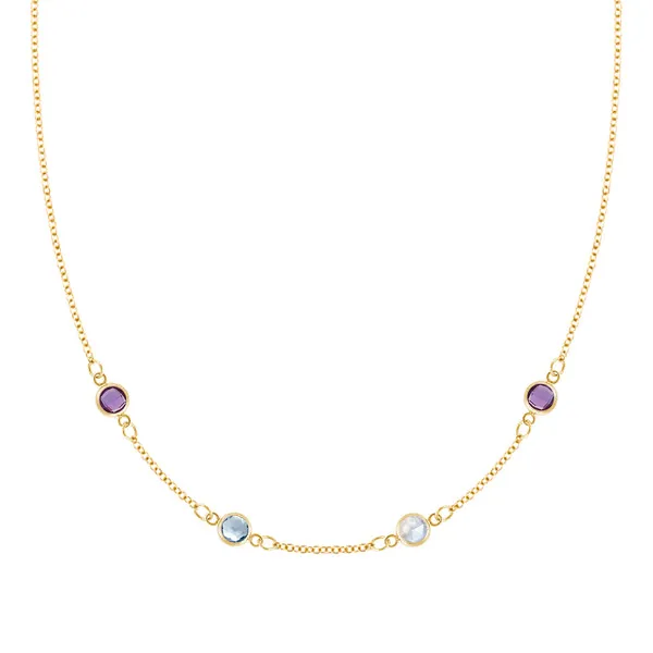 Personalized Classic 4 Birthstone Necklace in 14k Gold sold by Haverhill