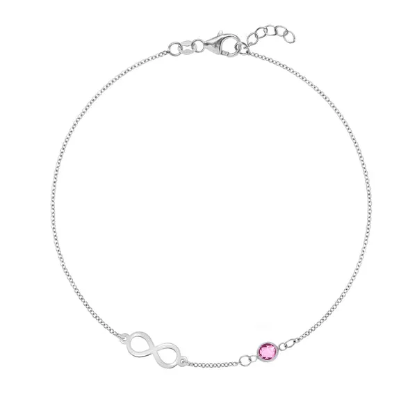 Personalized Classic Infinity & 1 Birthstone Bracelet in 14k Gold sold by Haverhill