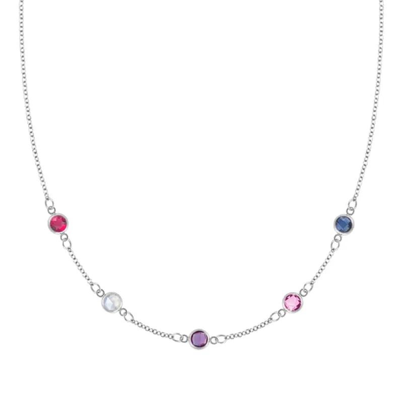 Personalized Classic 5 Birthstone Necklace in 14k Gold sold by Haverhill