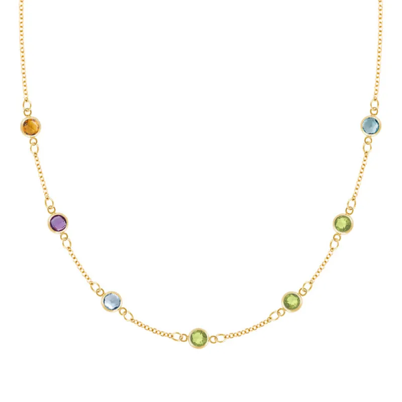 Personalized Classic 7 Birthstone Necklace in 14k Gold sold by Haverhill