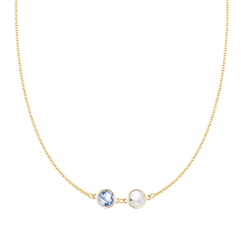 Personalized Grand 2 Connected Birthstone Necklace in 14k Gold sold by Haverhill