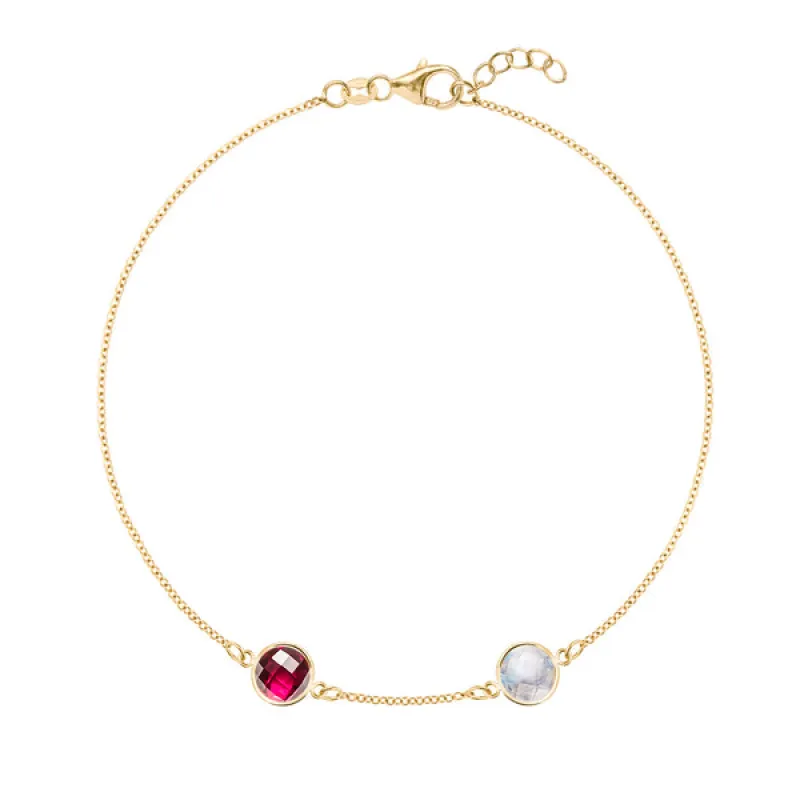 Personalized Grand 2 Birthstone Bracelet in 14k Gold sold by Haverhill