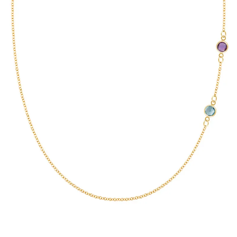 Personalized Classic 2 Birthstone Necklace in 14k Gold sold by Haverhill