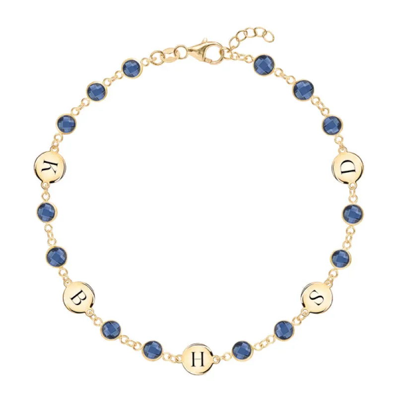 Personalized Newport 5 Letter Birthstone Bracelet in 14k Gold sold by Haverhill