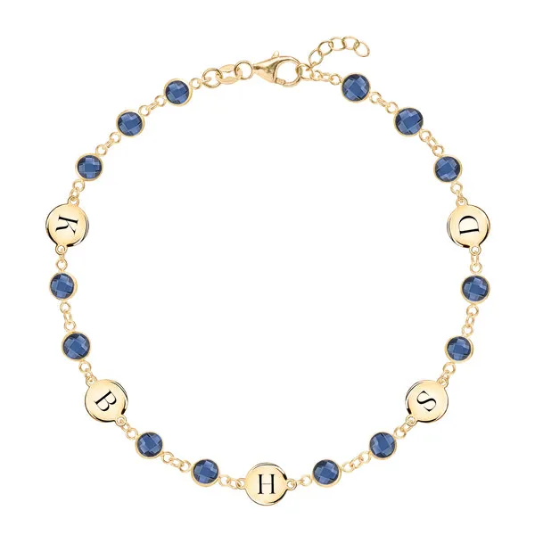 Personalized Newport 5 Letter Birthstone Bracelet in 14k Gold sold by Haverhill
