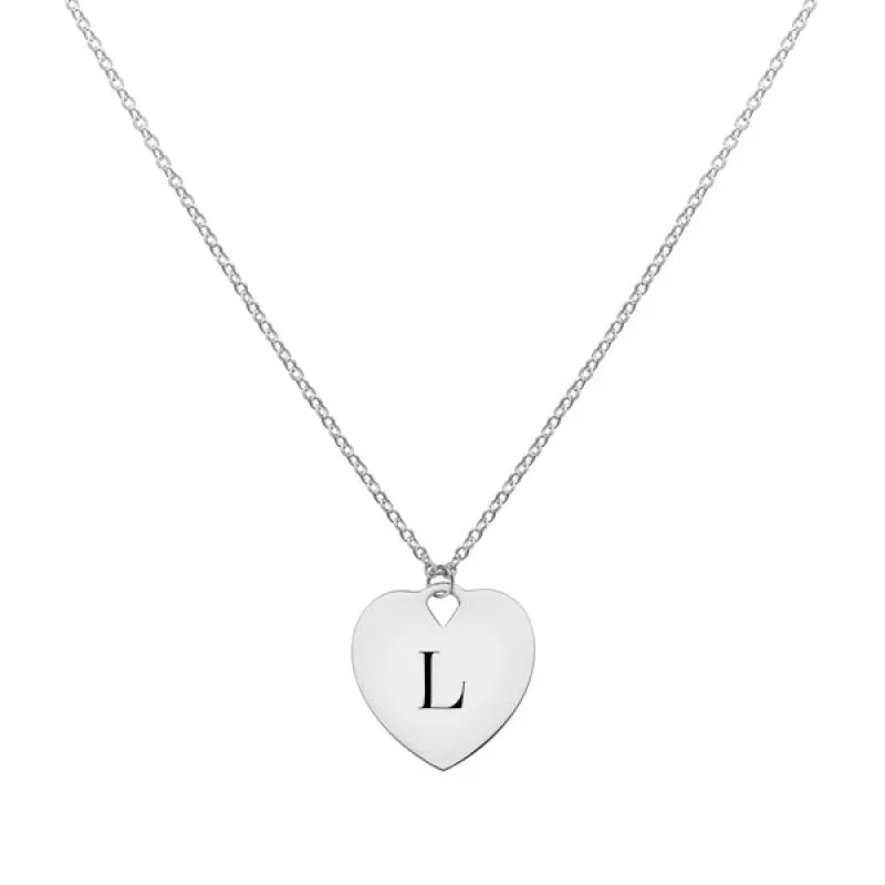 Engravable Flat Heart Pendant with Classic Chain in 14k Gold sold by Haverhill