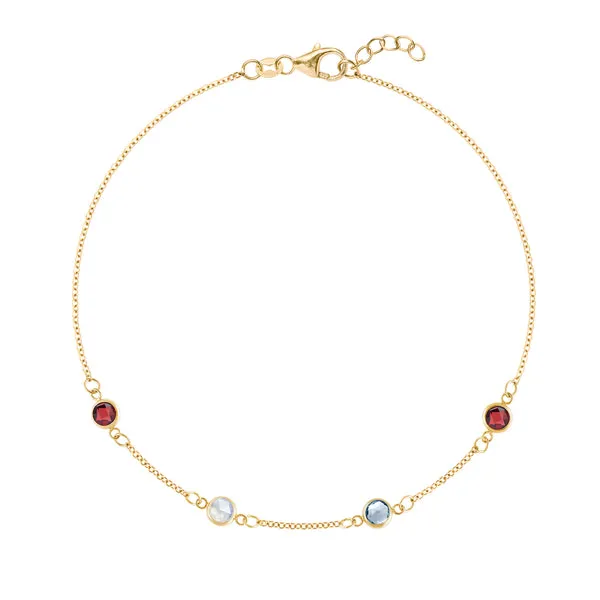 Personalized Classic 4 Birthstone Bracelet in 14k Gold sold by Haverhill
