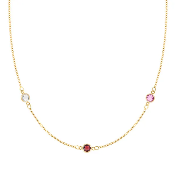 Personalized Classic 3 Birthstone Necklace in 14k Gold sold by Haverhill