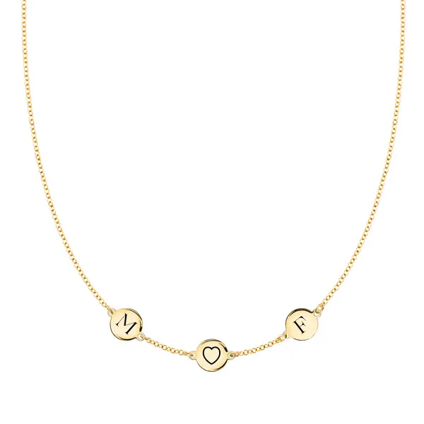 Personalized Heart Disc & 2 Letter Necklace in 14k Gold sold by Haverhill