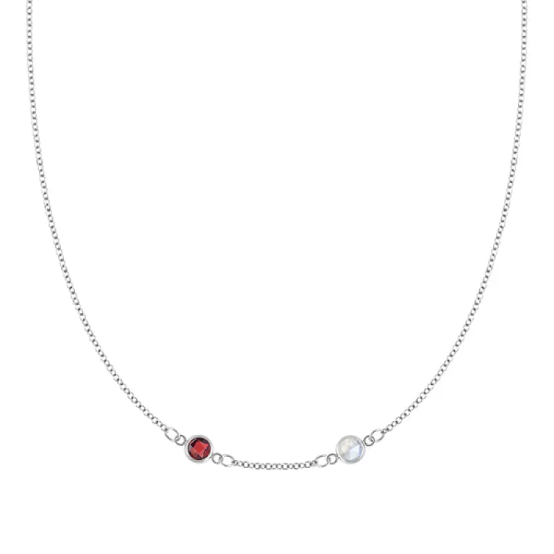 Personalized Classic 2 Birthstone Necklace in 14k Gold (Centered) sold by Haverhill