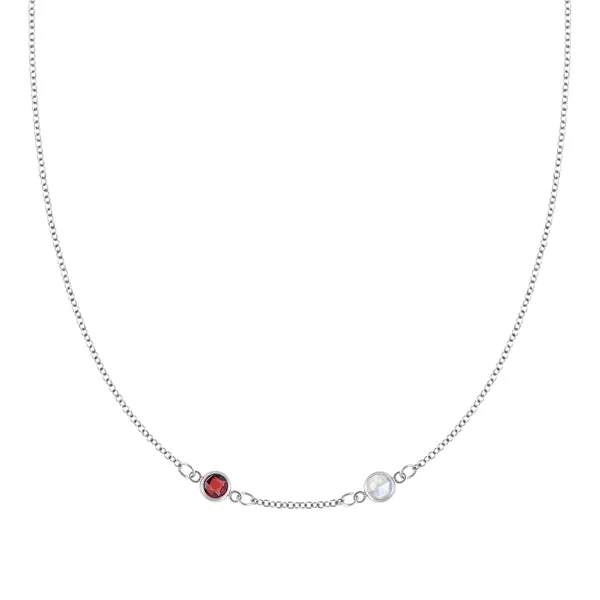 Personalized Classic 2 Birthstone Necklace in 14k Gold (Centered) sold by Haverhill