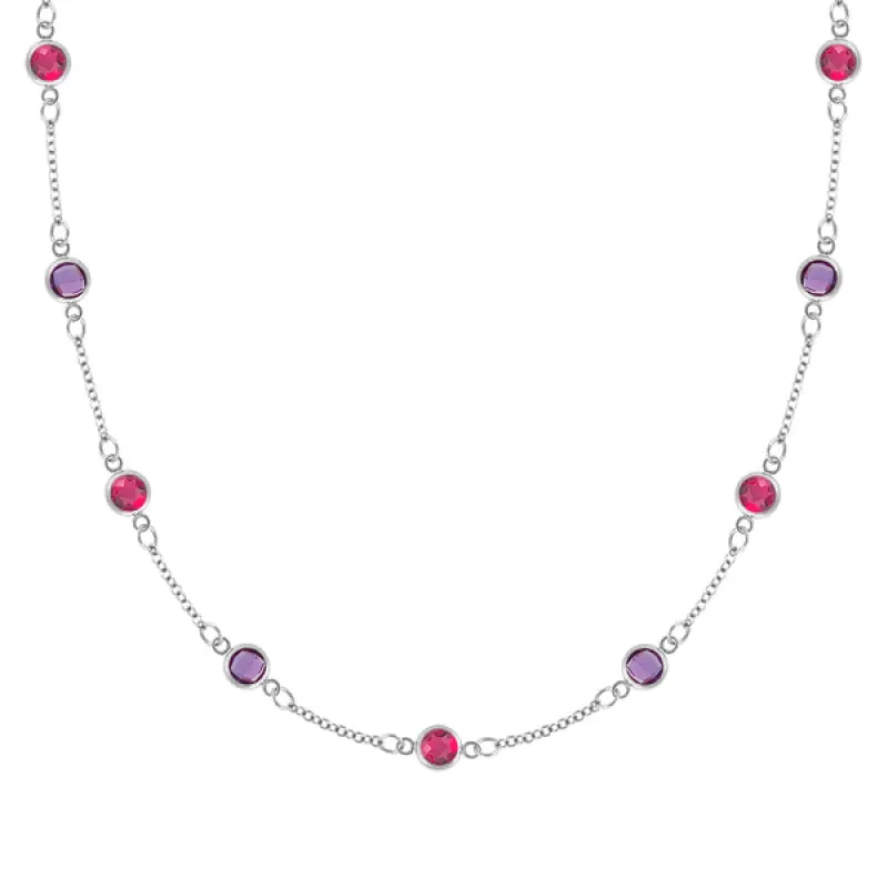 Personalized Classic 9 Birthstone Necklace in 14k Gold sold by Haverhill