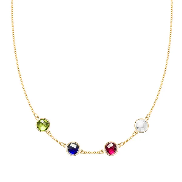 Personalized Grand 4 Birthstone Necklace in 14k Gold sold by Haverhill