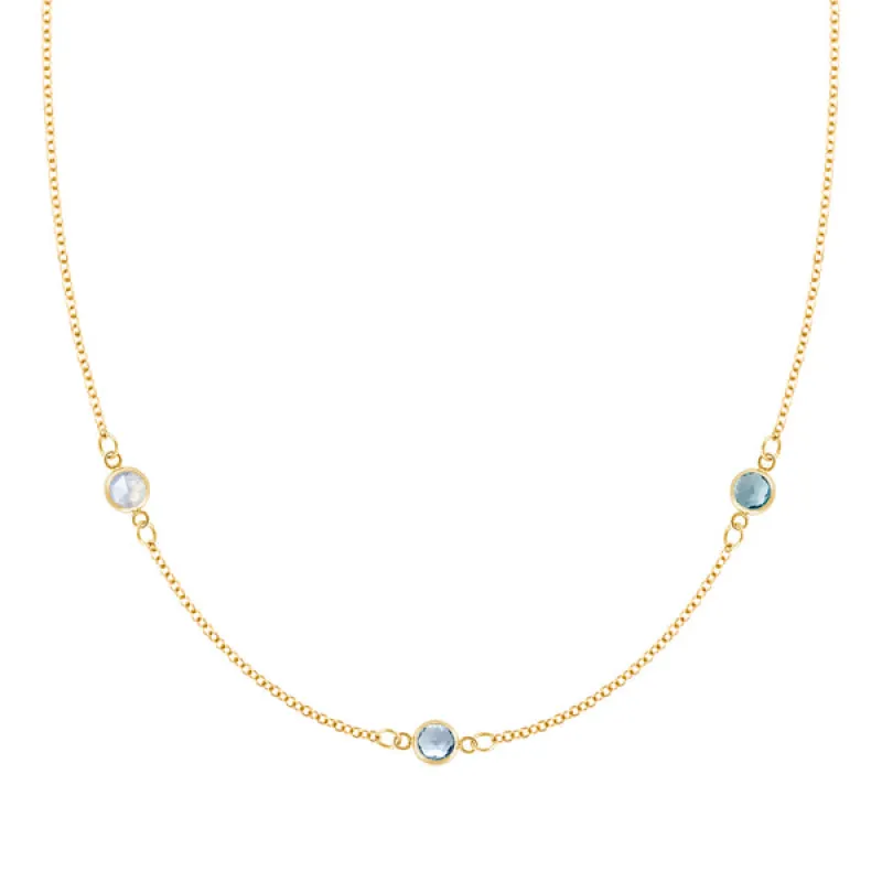 Personalized Classic 3 Birthstone Necklace in 14k Gold sold by Haverhill