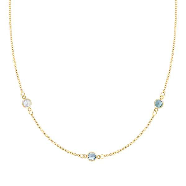 Personalized Classic 3 Birthstone Necklace in 14k Gold sold by Haverhill