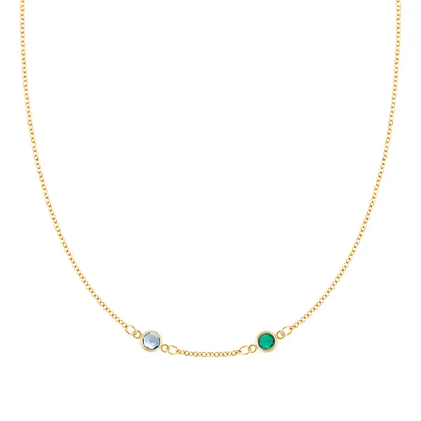 Personalized Classic 2 Birthstone Necklace in 14k Gold (Centered) sold by Haverhill