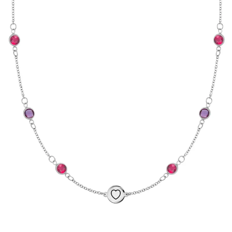 Personalized Heart Disc & Classic 6 Birthstone Necklace in 14k Gold made by Haverhill