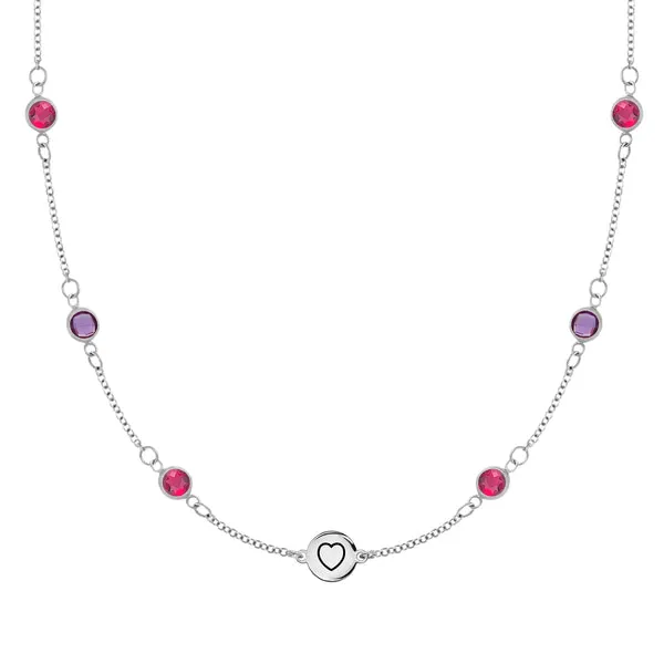 Personalized Heart Disc & Classic 6 Birthstone Necklace in 14k Gold sold by Haverhill