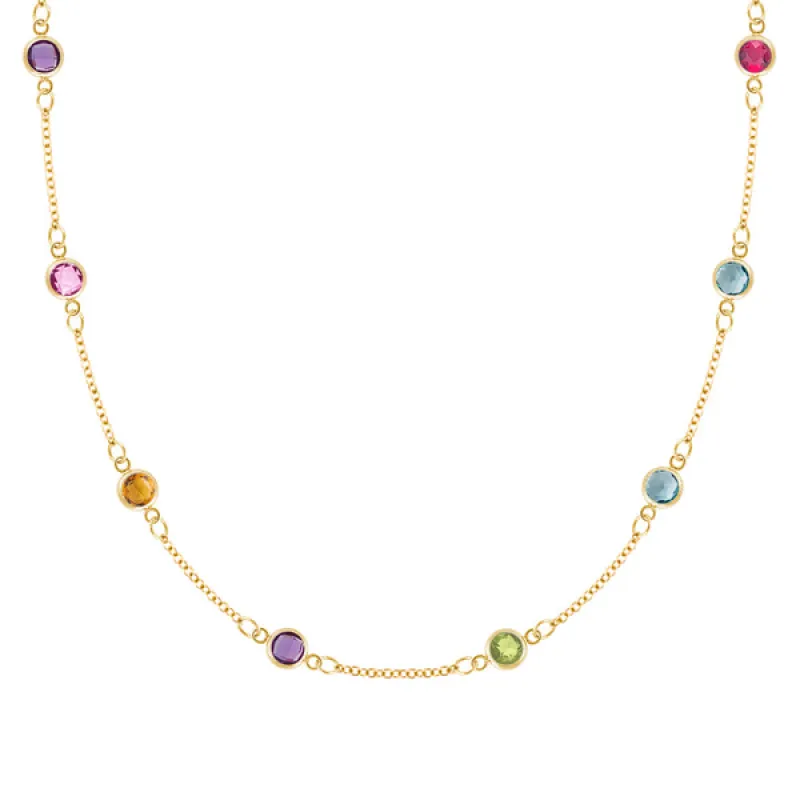 Personalized Classic 8 Birthstone Necklace in 14k Gold sold by Haverhill