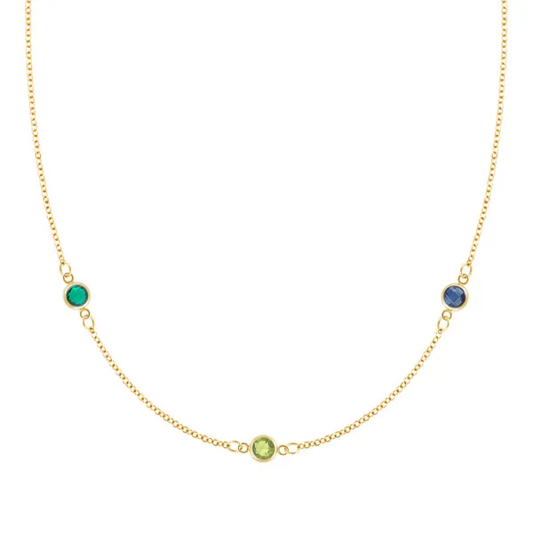 Personalized Classic 3 Birthstone Necklace in 14k Gold sold by Haverhill