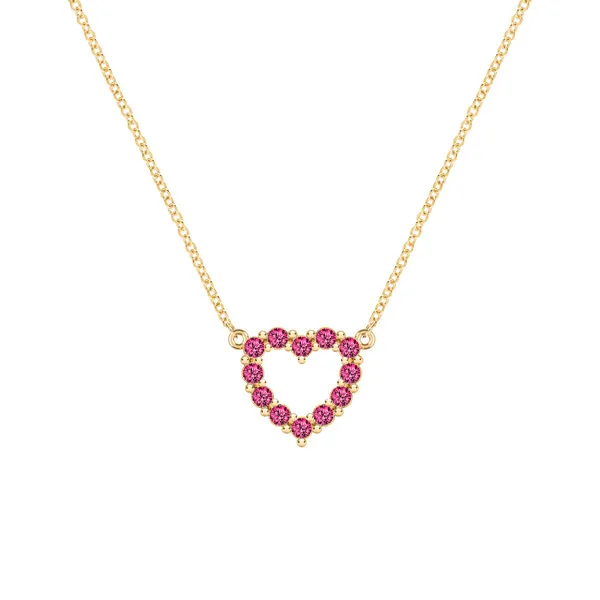 Personalized Rosecliff Small Heart Birthstone Necklace in 14k Gold sold by Haverhill