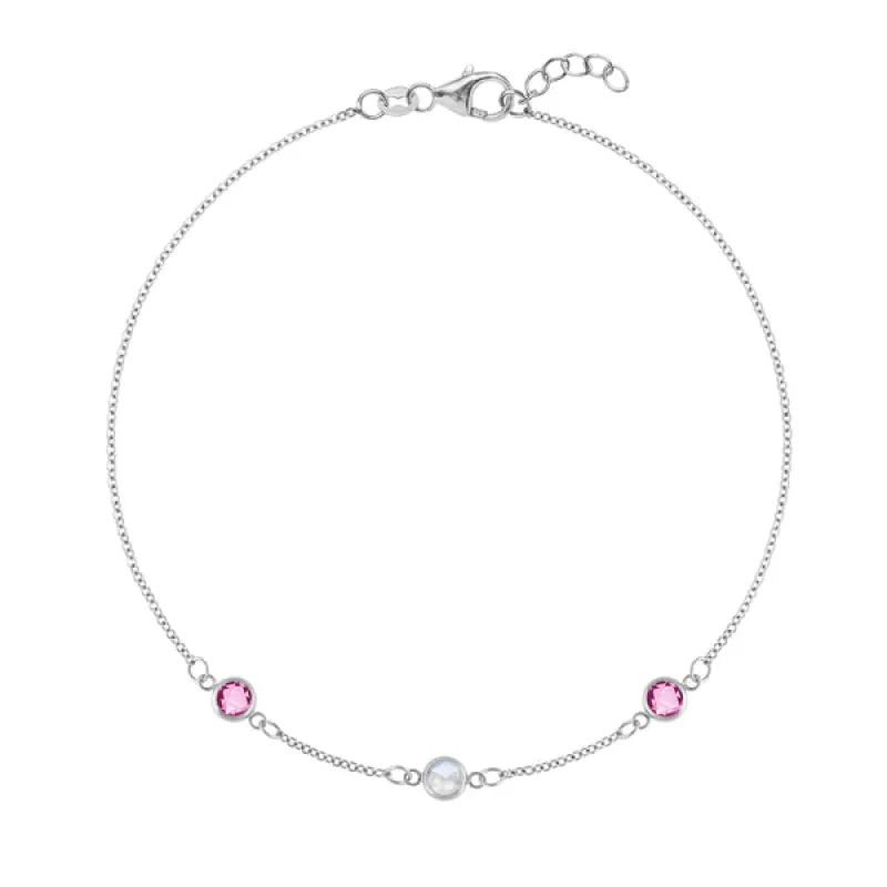 Personalized Classic 3 Birthstone Bracelet in 14k Gold sold by Haverhill